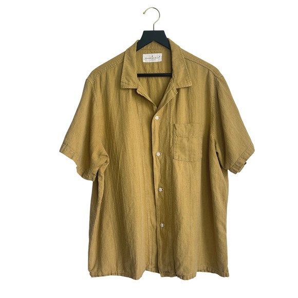 imogene + willie Other - Imogene and Willie Mens Serra XXL Linen Cotton Herringbone Camp Shirt Yellow